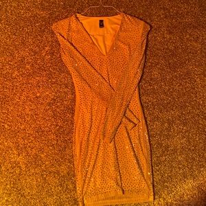 Pink rhinestone long sleeve dress (size small) zip up
